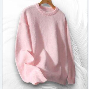 Soft Pink Knit Sweater Womens Size L Cozy Casual Pullover
